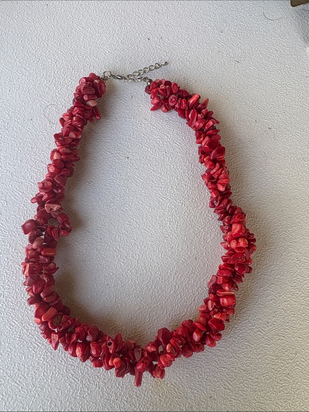 Red Chip Bead Twist Necklace - Women Jewelry